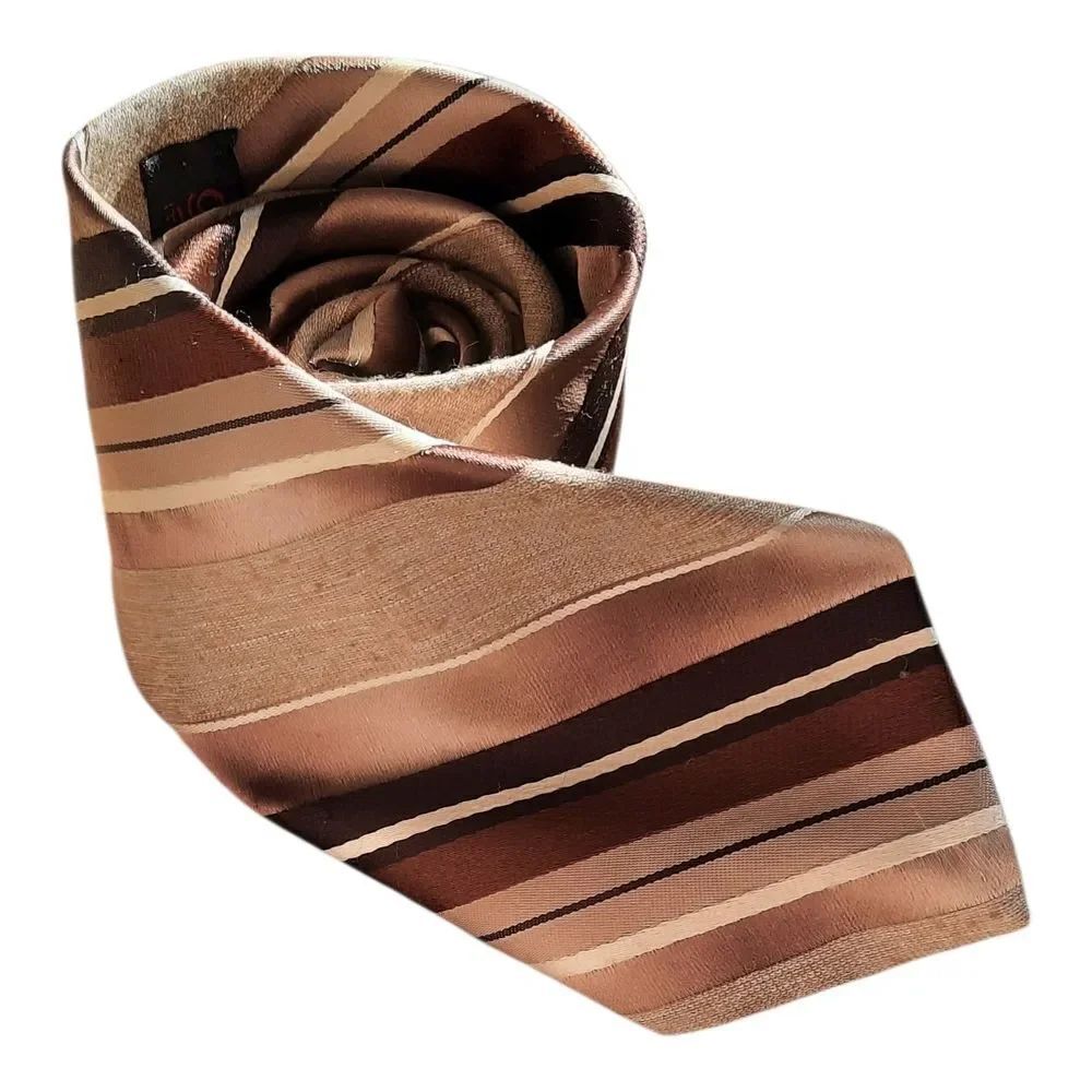 Elegant Tan and Brown Striped Men's Tie